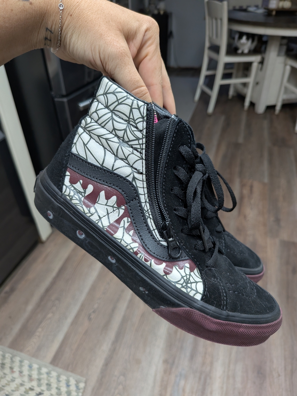 Vans Kids Glow-in-the-Dark Spiderweb High Tops.